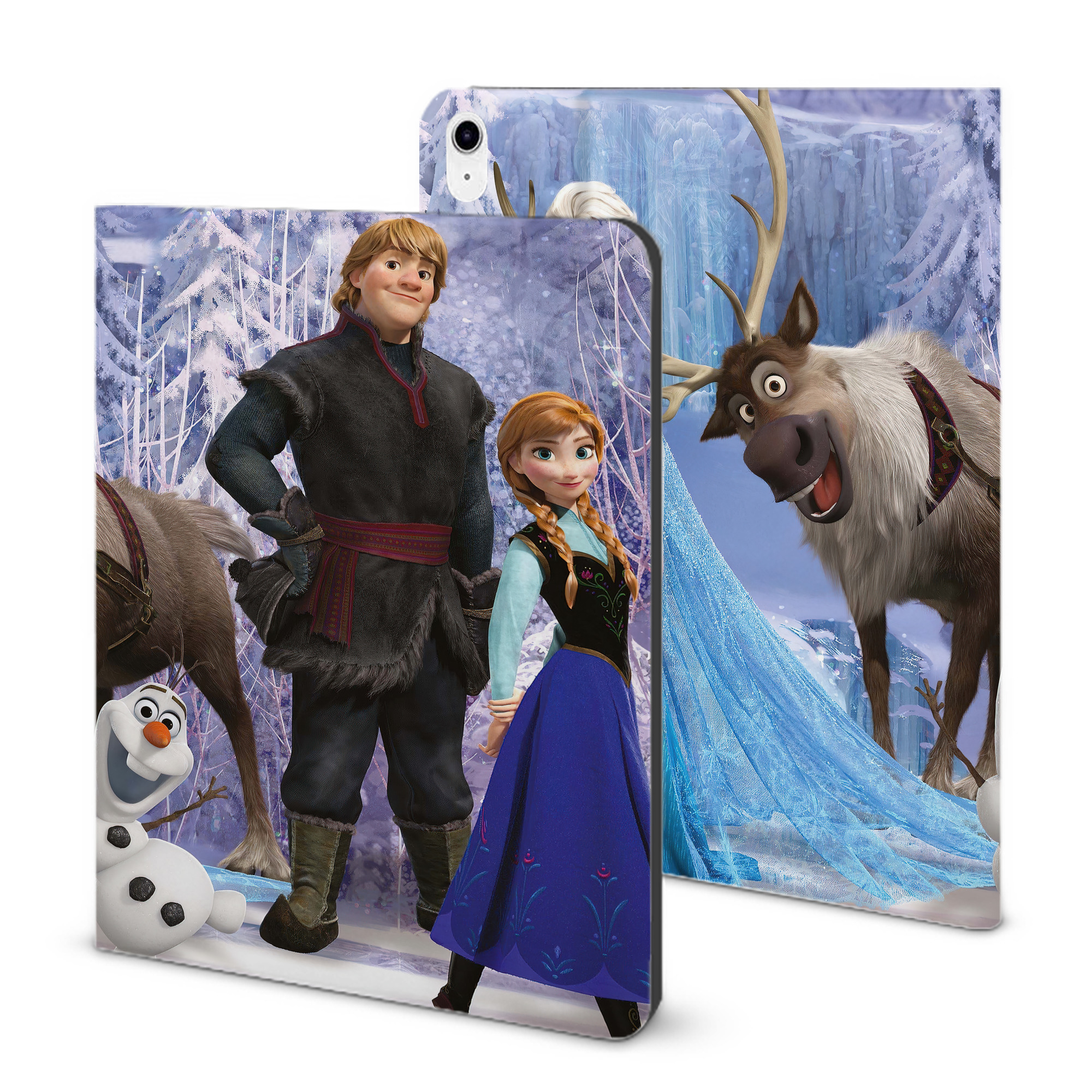 （画像用） アナと雪の女王 アンナ エルサ Frozen Anna Elsa IPad ケース ブック型 PUレザー TPU 耐衝撃 軽量 薄型 ペン収納なし 全面保護 IPad 各モデル対応